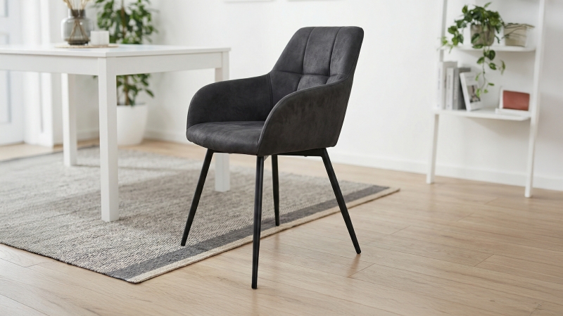 Armlehnstuhl anthrazit Microfaser - Drehstuhl - AIDEN