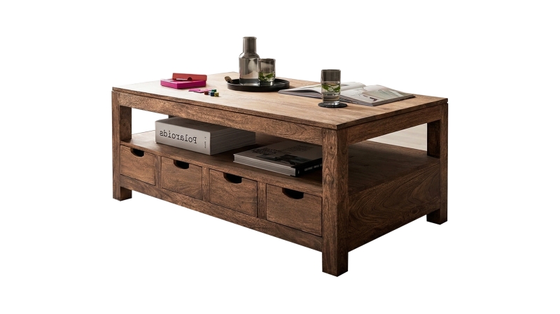 Couchtisch 120 cm Mango massiv gebeizt - montiert - MANGALA