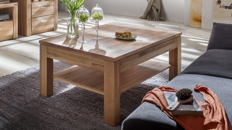 Couchtisch Kernbuche geölt teilmassiv 110 x 65 cm - FREYJA 