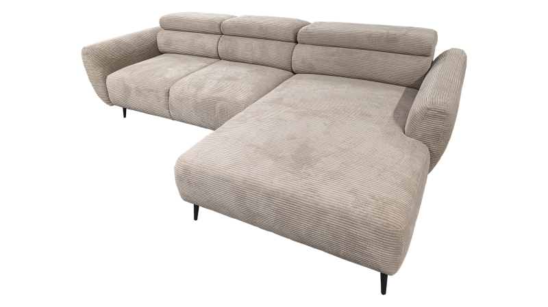 Ecksofa beige Cord elektrisch ausfahrbar 277 cm - OT rechts - AVELINO