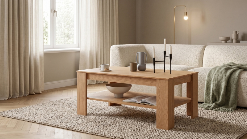 Couchtisch Eiche Dekor 115 x 65 cm - Wohnzimmertisch - ARAYA
