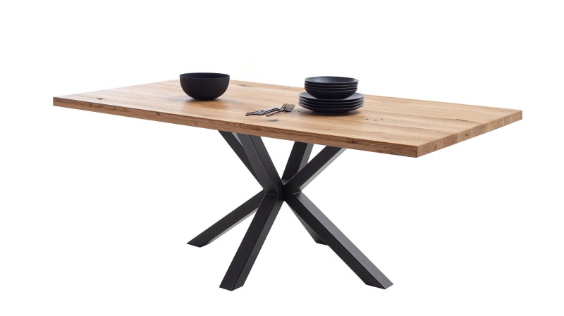 Esstisch Massivholztisch 160 cm massiv Wildeiche geölt - DEBA
