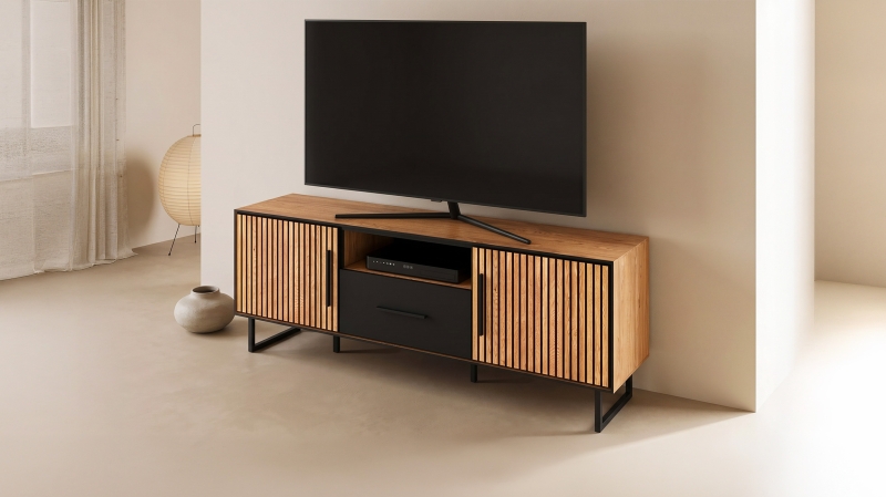 TV - Lowboard Eiche massiv geölt 185 cm - BELLA