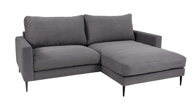 Ecksofa Cord grau 220 x 164 cm - OT rechts - NORDVIK