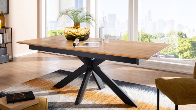 Esstisch Massivholztisch 180 cm Wildeiche ausziehbar - RICARDO