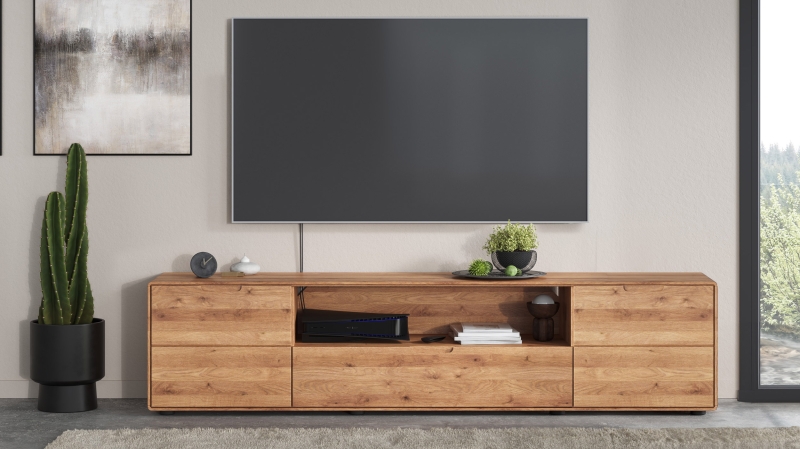 TV-Lowboard Wildeiche massiv geölt 200 cm - LUCAS