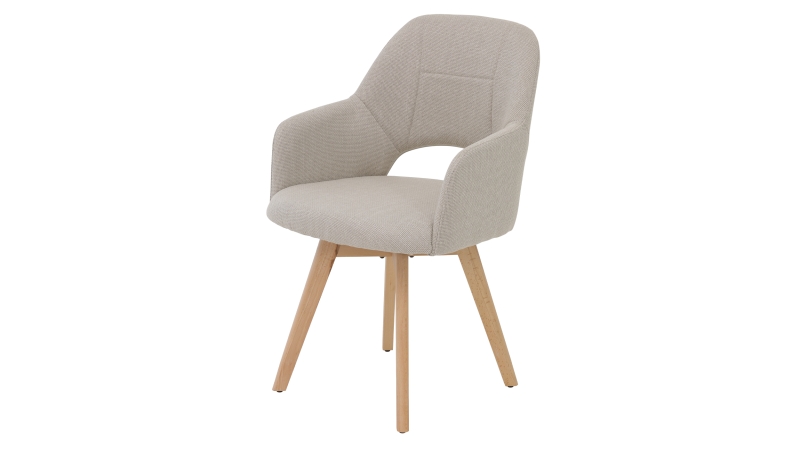 Armlehnstuhl beige Drehstuhl Microfaser Webstoff - STADE