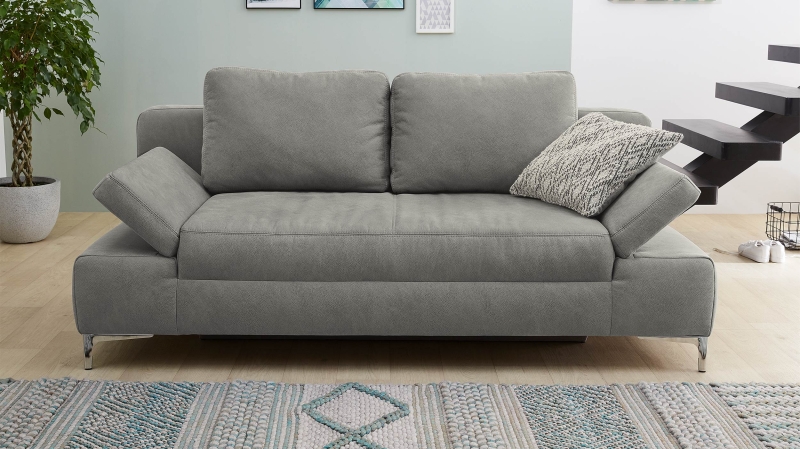 Schlafsofa grau Bettkasten ausziehbar 200 cm Federkern - JANO