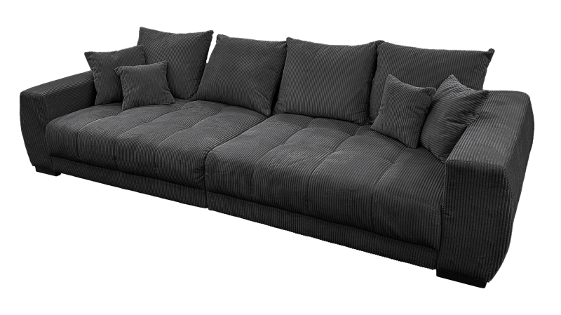 Big Sofa Cord grau mit Nosagunterfederung 300 cm - ARTEMIS