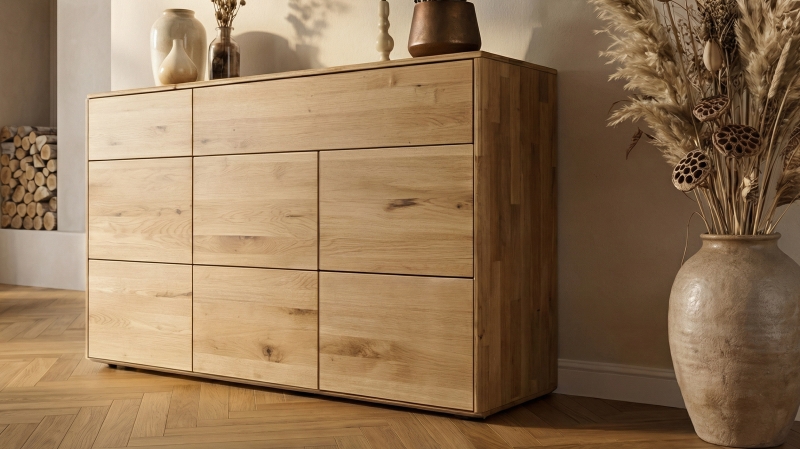 Kommode mit 2 Schubladen Wildeiche massiv geölt 149 cm - SKOV