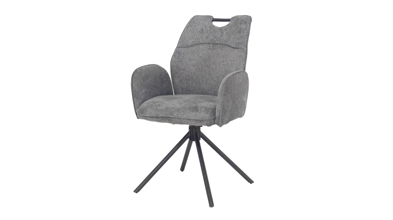 Armlehnstuhl dunkelgrau Drehstuhl - Webstoff Bezug - CARINA 