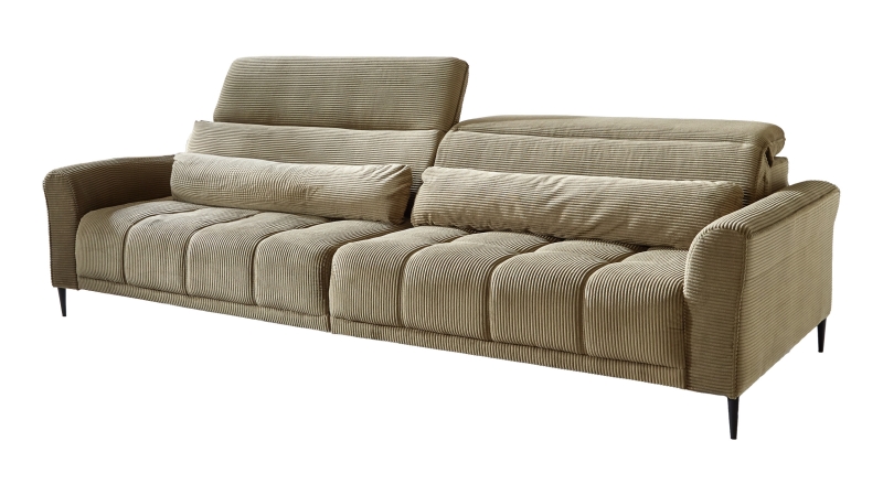 Big Sofa Cord grün 280 cm - mit Nosagunterfederung - LOGAN
