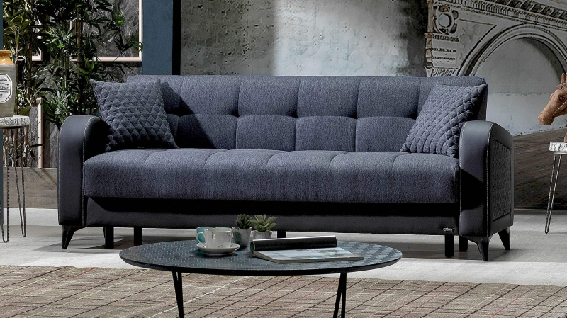 Einzelsofa anthrazit Schlaffunktion ausziehbar 3-Sitzer 220 cm - RIZA