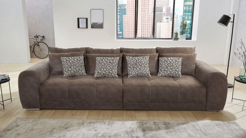 Big Sofa mit Federkern braun 306 cm - MOLDAU