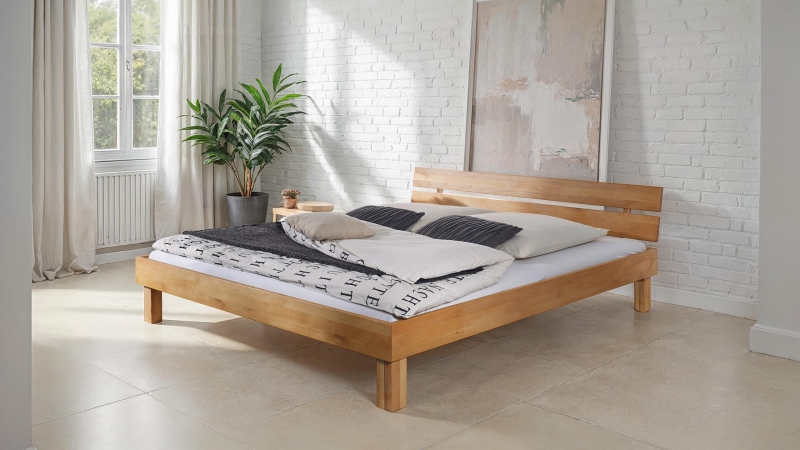 Massivholzbett 180 x 200 cm Kernbuche geölt - JACOB