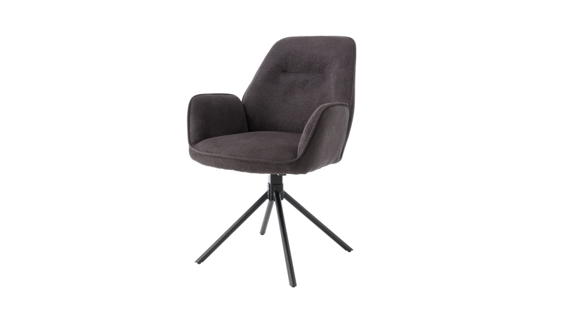 Armlehnstuhl anthrazit Drehstuhl Chenille Optik - MALITA