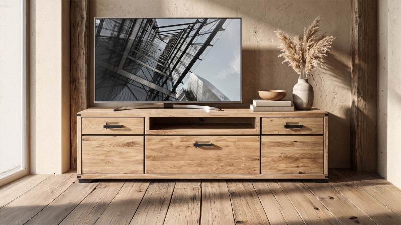 TV-Lowboard - Wildeiche massiv - 190 cm - TV-Board - CATANIA