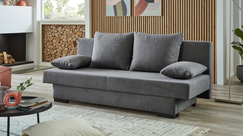 Schlafsofa anthrazit Bettkasten ausziehbar 190 cm - GRONINGEN