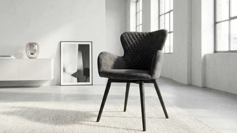 Armlehnstuhl anthrazit - Drehstuhl 180 Grad - Wildeiche - SARANDER