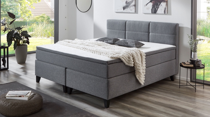 Boxspringbett 180 x 200 cm grau Stoffbezug - SAMIRO