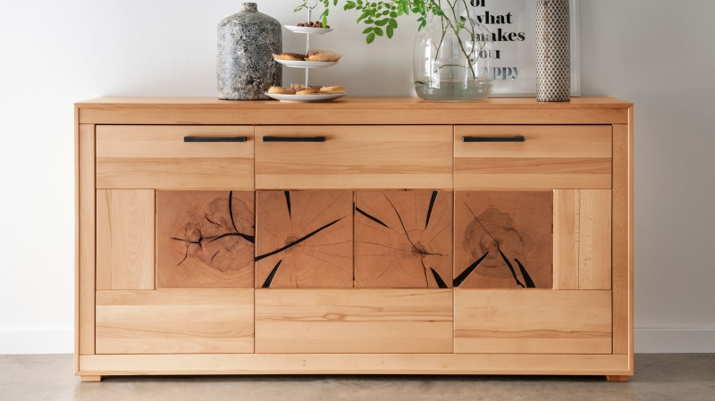 Sideboard mit 3 Türen Kernbuche massiv - 171 cm - LUIS
