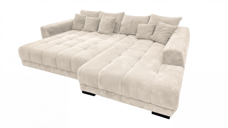 Ecksofa Cord beige elektrisch ausfahrbar 300 cm - OT rechts - ARTEMIS