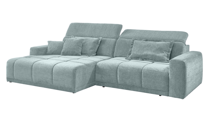 Ecksofa grün - 288 x 176 cm - Sitztiefenverstellung - OT links - BROOK