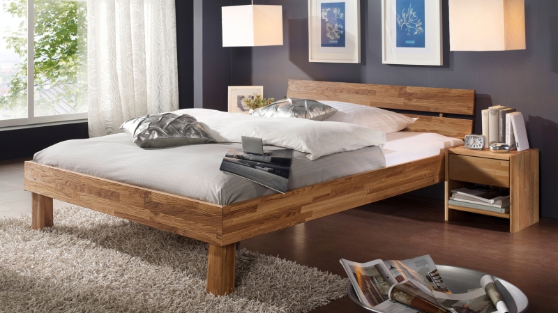 Massivholzbett 180 x 200 cm Wildeiche geölt - BORNATO