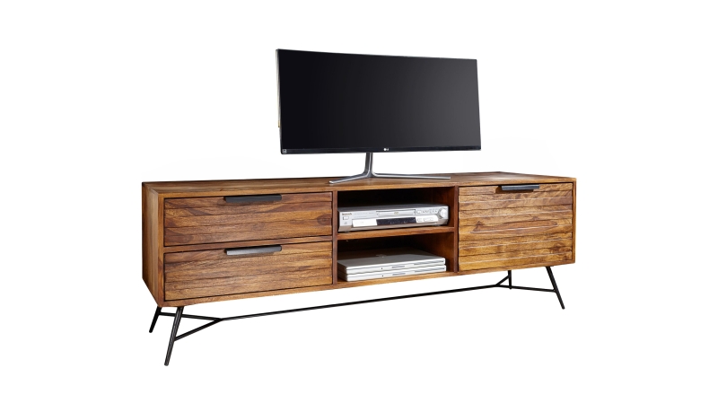 TV-Lowboard Sheeshamholz massiv gebeizt 160 cm - ASKJA 