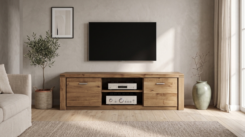TV-Lowboard Wildeiche massiv geölt 170 cm - TV-Board - FREYJA