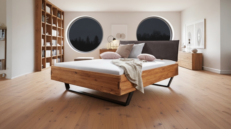 Massivholzbett 140 cm in Wildeiche geölt - AMIRA