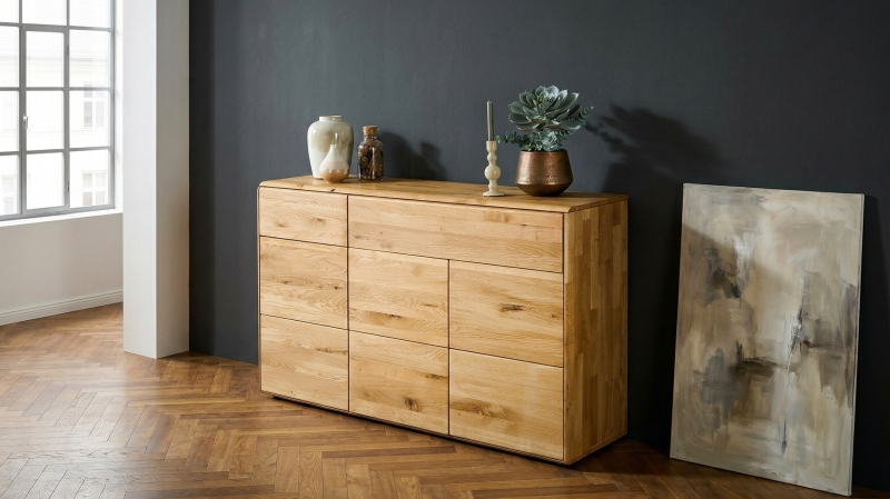 Kommode mit 2 Schubladen Wildeiche massiv geölt 149 cm - SKOV