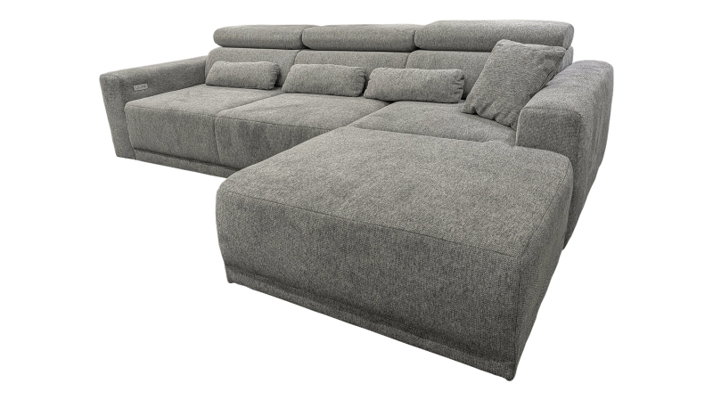 Ecksofa grau elektrisch ausfahrbar 285 cm - OT rechts - CASSIO 