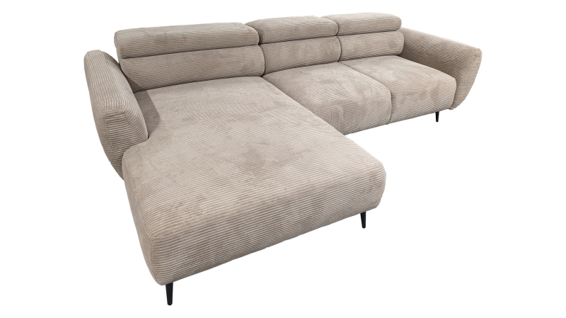 Ecksofa beige Cord elektrisch ausfahrbar 277 cm - OT links - AVELINO