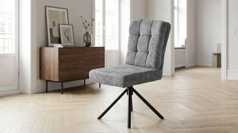 Polsterstuhl grau Drehstuhl Taschenfederkern Chenille - HEDIA