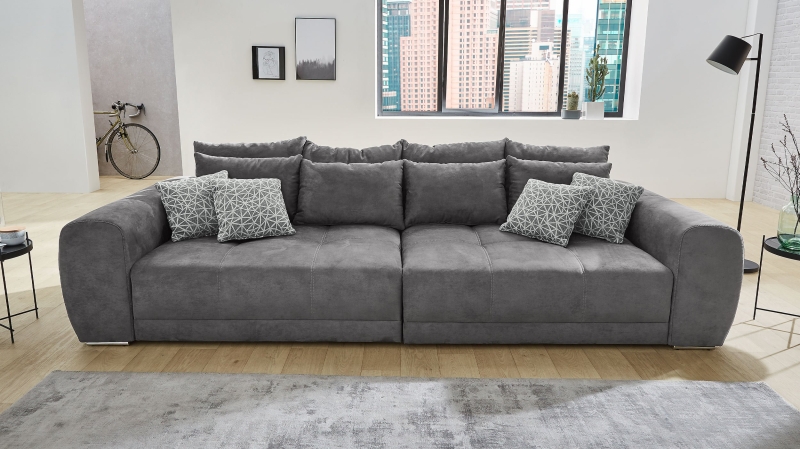 Big Sofa mit Federkern grau 306 cm - MOLDAU