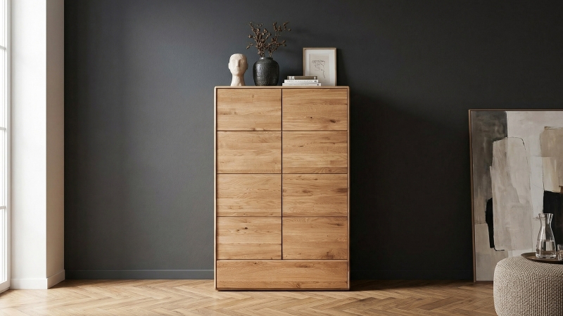 Highboard mit Schublade Wildeiche massiv geölt 100 cm - SKOV 