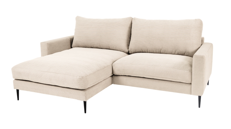 Ecksofa Cord creme 220 x 164 cm - OT links - NORDVIK