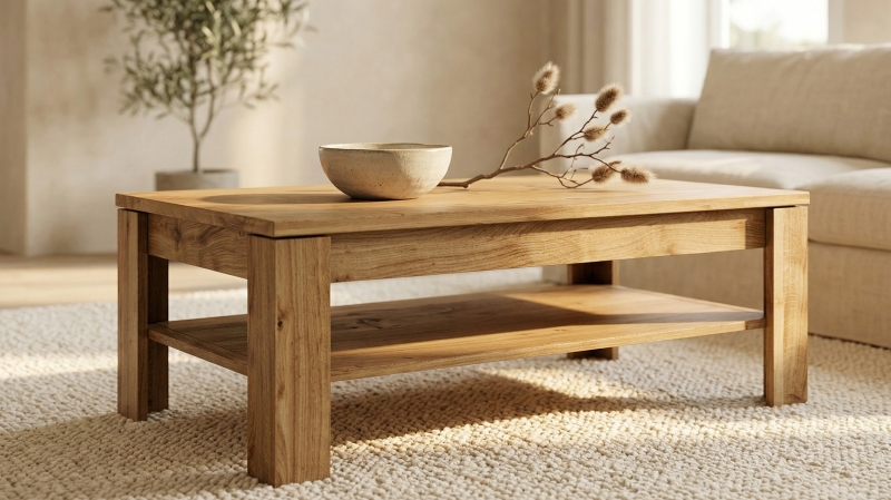 Couchtisch Wildeiche geölt teilmassiv 110 x 65 cm - FREYJA