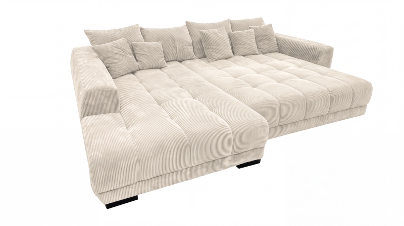 Ecksofa Cord beige elektrisch ausfahrbar 300 cm - OT links - ARTEMIS