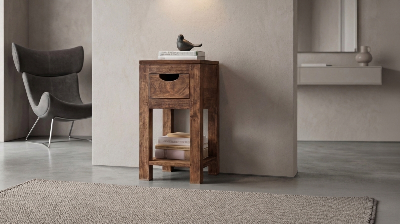 Beistelltisch Mango massiv gebeizt - montiert - MANGALA