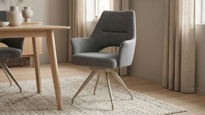 Armlehnstuhl anthrazit Drehstuhl Webstoff - MAILA