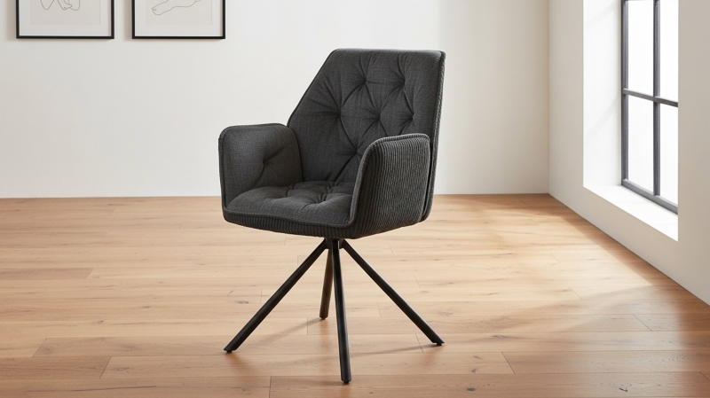 Armlehnstuhl anthrazit Drehstuhl Microfaser - INGE