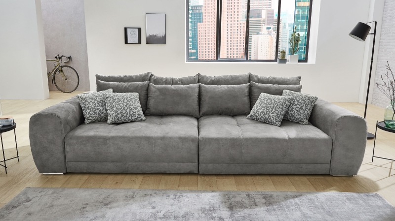 Big Sofa mit Federkern hellgrau 306 x 134 cm - MOLDAU
