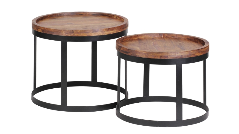 Couchtisch 2er-Set Sheesham massiv gebeizt - 53 cm - 48 cm - TRANA
