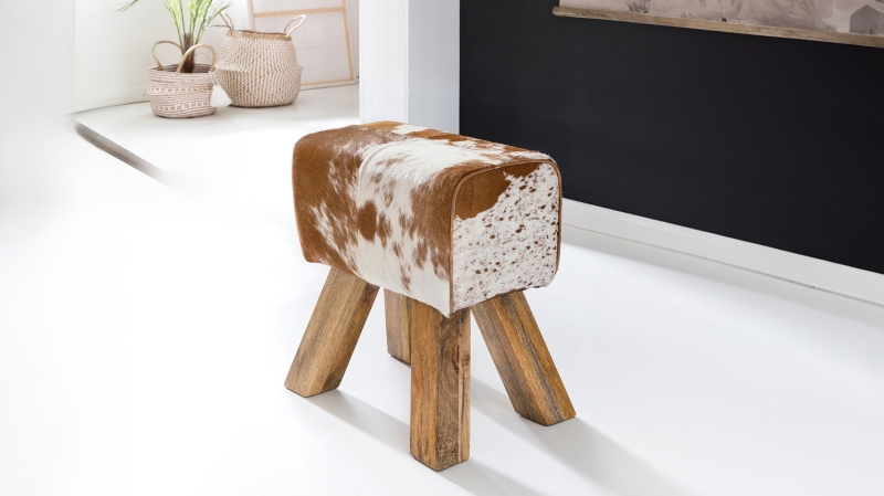 Sitz- & Fußhocker Echtleder Mango massiv lackiert - VENROS