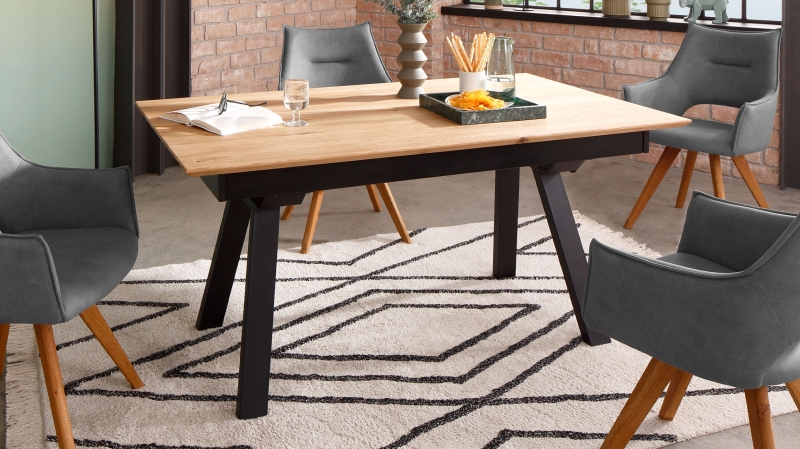 Esstisch Massivholztisch 160 cm ausziehbar Wildeiche - HEDDA 