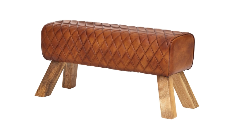 Sitzbank 89 cm echtes Leder braun Mango massiv - RIST 