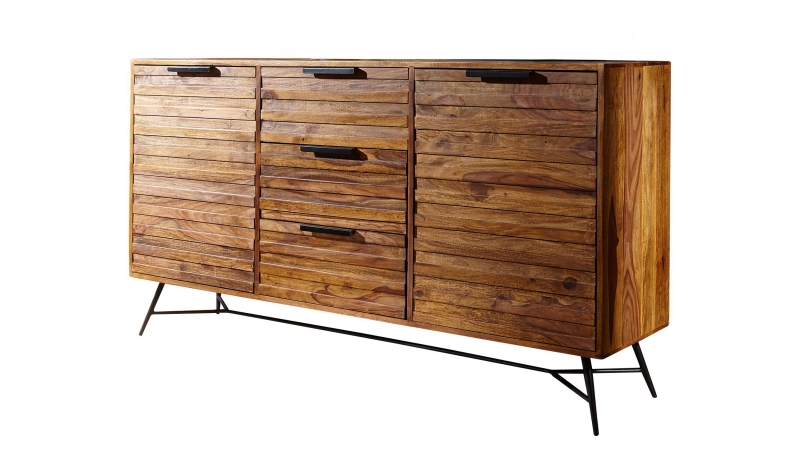 Sideboard 3 Schubladen Sheesham massiv gebeizt 160 cm - TORHILD