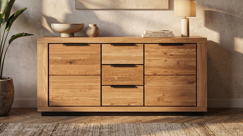 Sideboard Wildeiche geölt 163 cm mit 3 Schubladen - GRENO